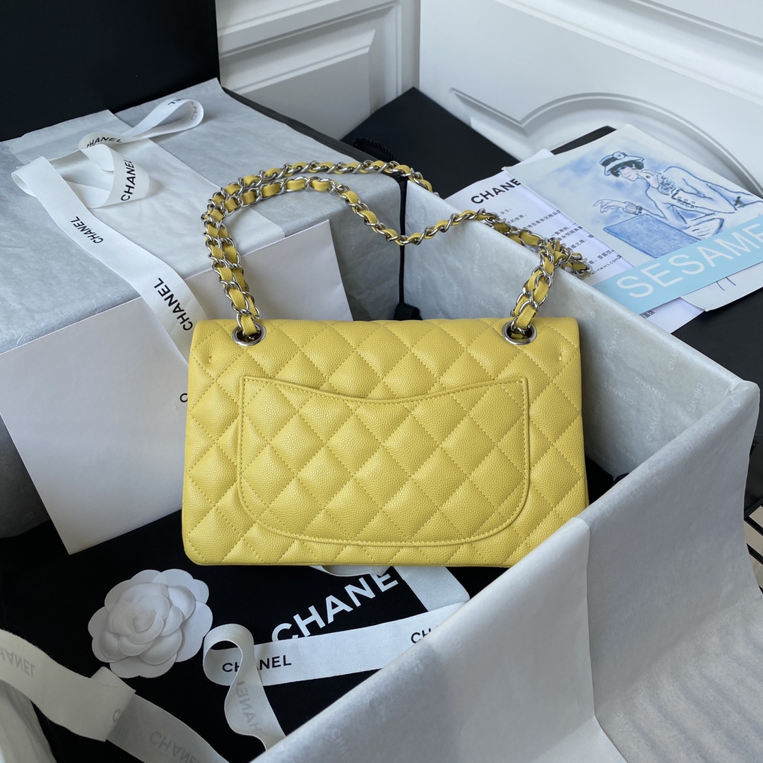 Classic Flap Caviar Bag A01113 Yellow/Silver